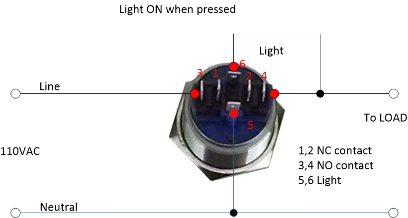 Illuminated Metal Pushbutton Switch, Maintained/Momentary ... push button wiring diagram 4 pin 